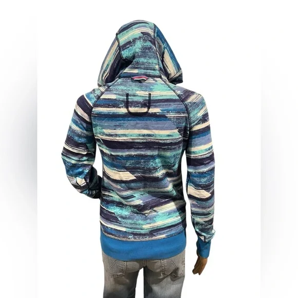 IVIVVA BY LULULEMON GIRLS FULL ZIP UP HOODIE JACKET BLUE PRINT Size 12 - Picture 3 of 14